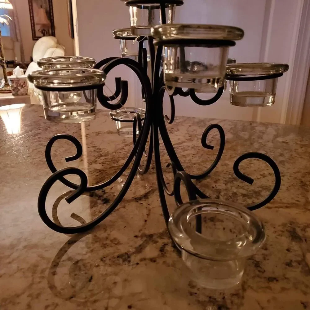 Mikasa Wrought-iron and Glass Centerpiece featuring  9 votive Candle Holders